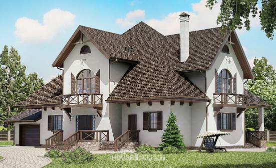 350-001-L Two Story House Plans with mansard with garage in front, big Timber Frame Houses Plans | Проекты домов от House Expert