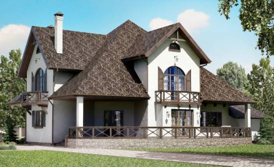 350-001-L Two Story House Plans with mansard with garage in front, big Timber Frame Houses Plans | Проекты домов от House Expert