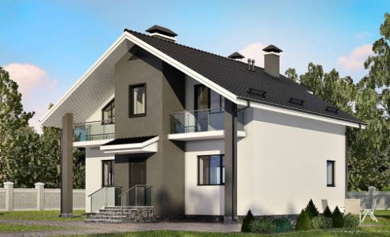 150-005-L Two Story House Plans and mansard, the budget Drawing House | Проекты домов от House Expert