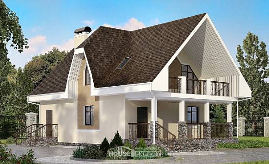 125-001-L Two Story House Plans with mansard, cozy Woodhouses Plans | Проекты домов от House Expert