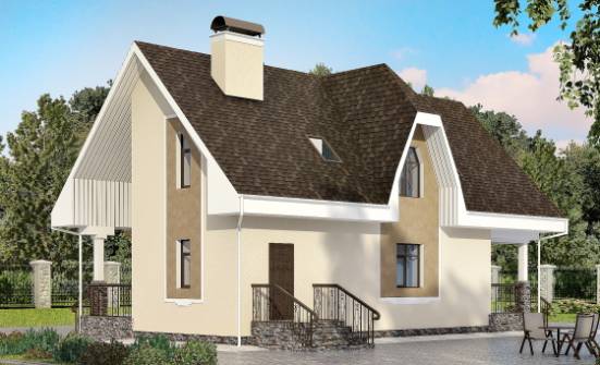 125-001-L Two Story House Plans with mansard, cozy Woodhouses Plans | Проекты домов от House Expert